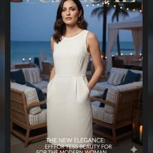 Theory cream white casual sheath dress size 8